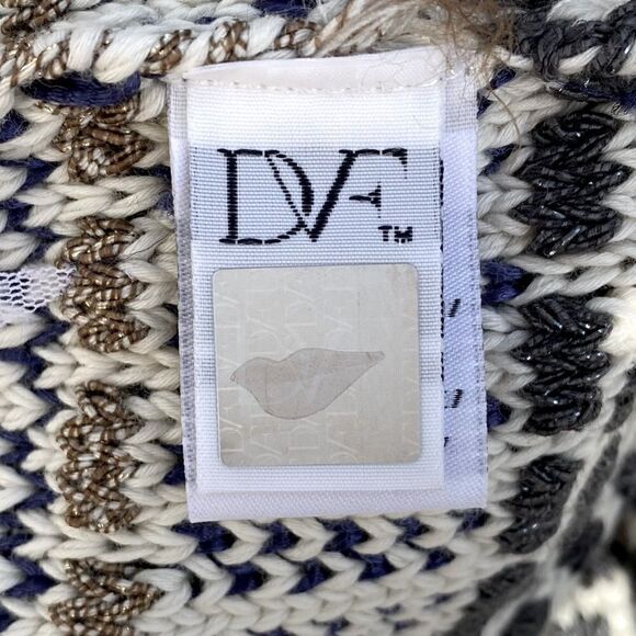 Diane Von Furstenberg White/Tan/Grey Arryn Knit Sweater Size Petite (XS). EUC! - Picture 10 of 11